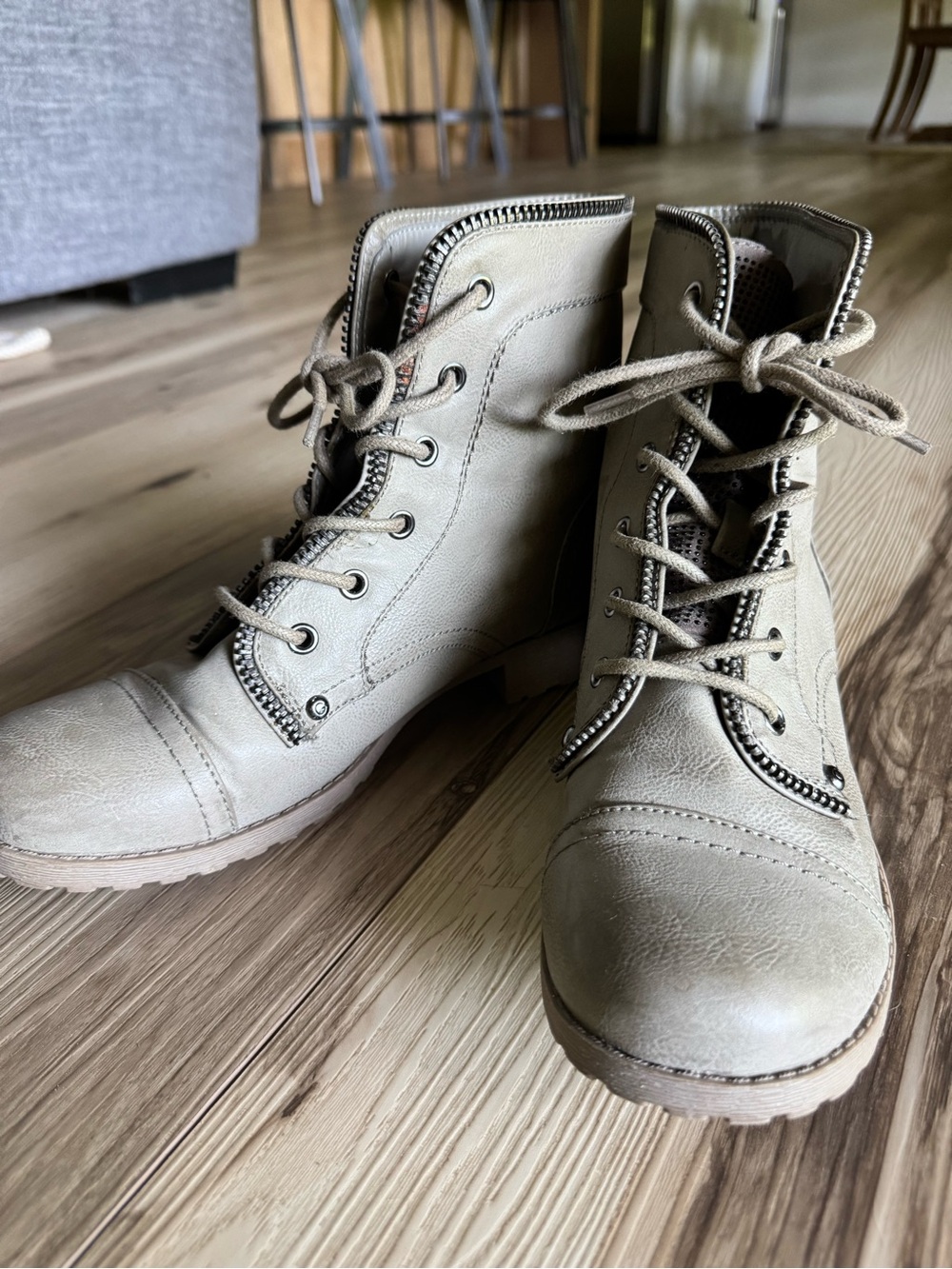 G by GUESS Women's Lace-Up Belva Army Style Boots in Taupe